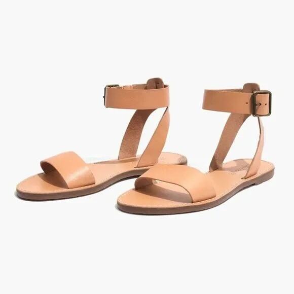 MADEWELL The Boardwalk Tan Leather Ankle Strap Sandal Women’s Size 8 - Picture 1 of 13